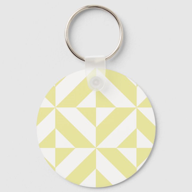 Soft Yellow Geometric Art Deco Keychain (Front)