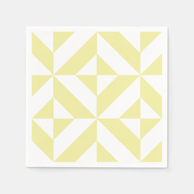 Soft Yellow Geometric Art Deco Napkins (Front)