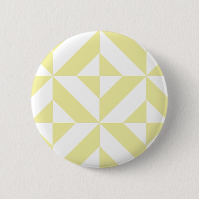 Soft Yellow Geometric Art Deco Pinback Button (Front)