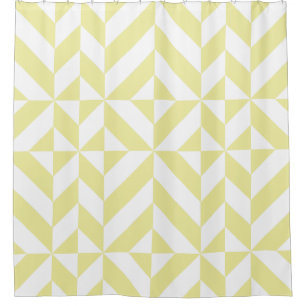 Soft Yellow Geometric Art Deco Shower Curtain