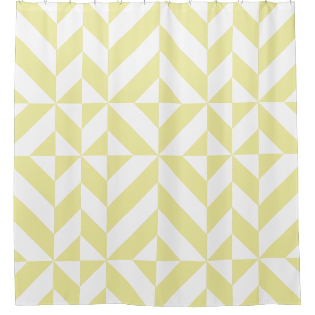 Soft Yellow Geometric Art Deco Shower Curtain (Front)