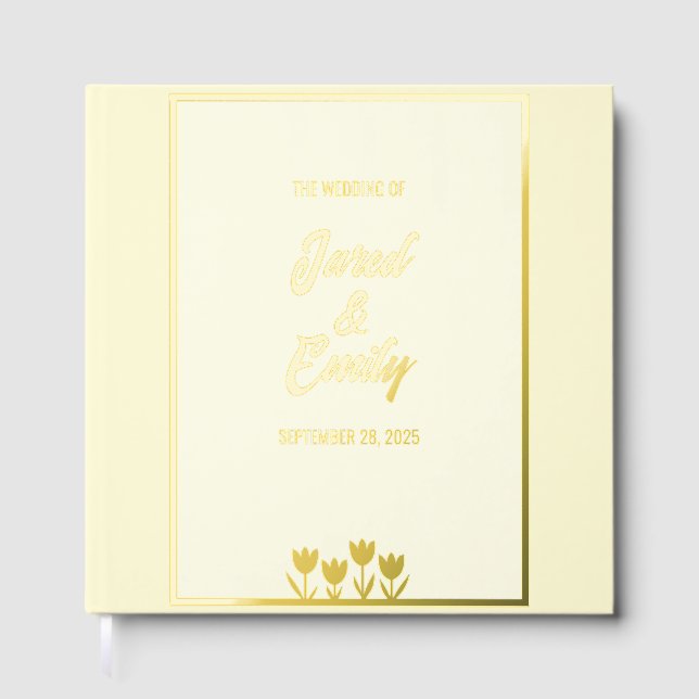 Soft Yellow Gold Foil Wedding Guest Book (Front)