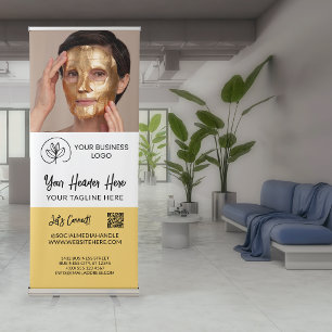 Soft Yellow Logo Photo Custom QR Code Business Retractable Banner