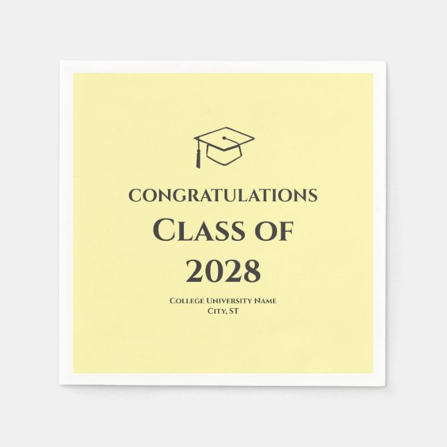 Soft Yellow Modern Congratulations Graduation  Napkins (Front)