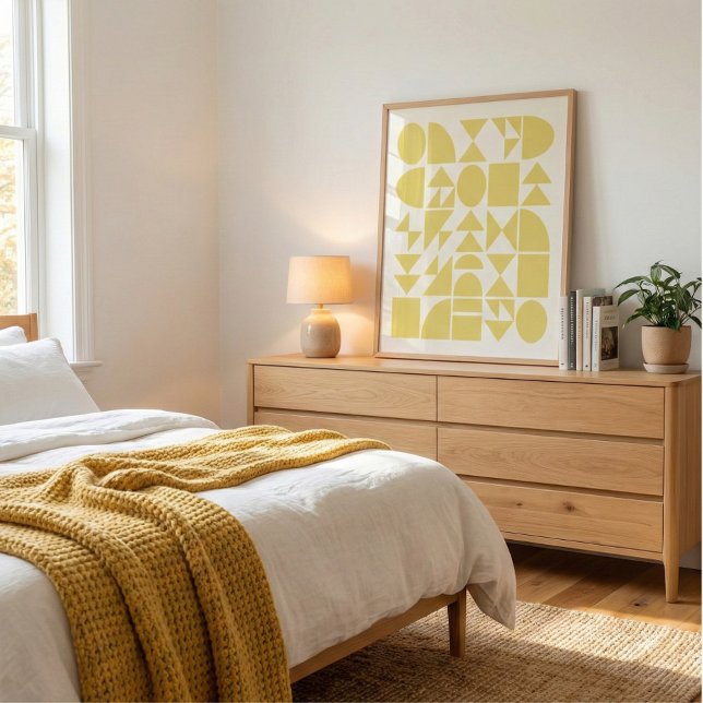 Soft Yellow Modern Geometric Shapes Art Poster (Creator Uploaded)