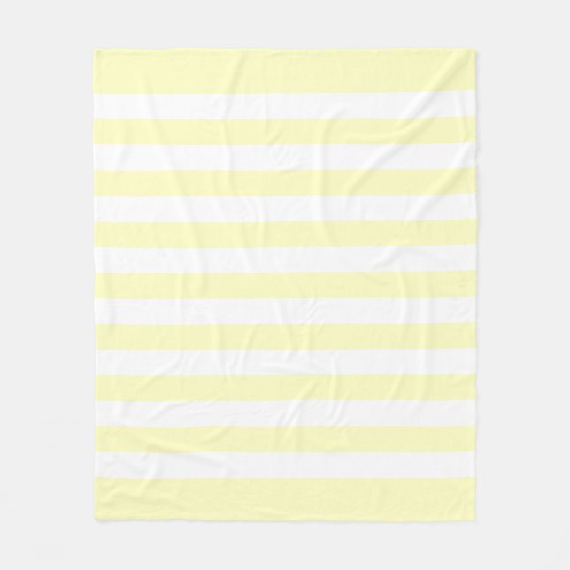 Soft Yellow Pastel & White Lines Pattern Fleece Blanket (Front)