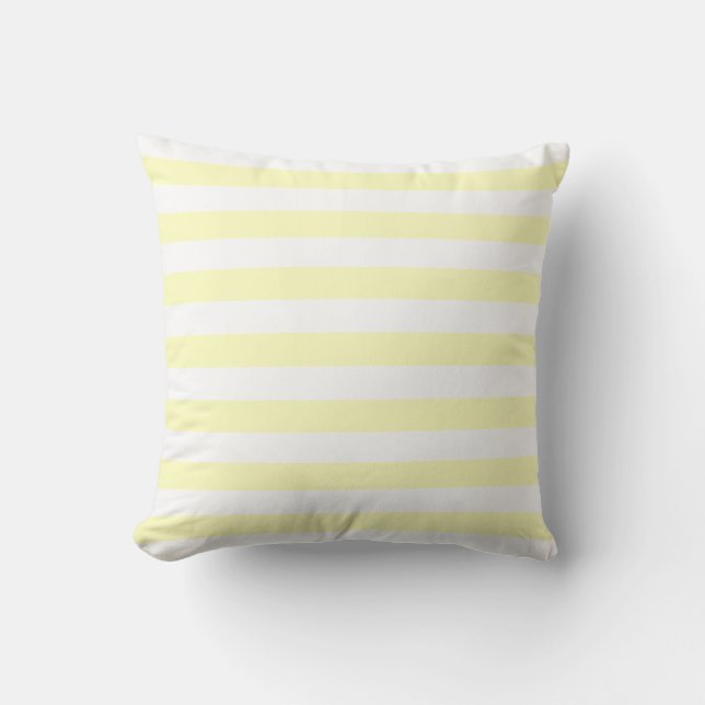 Soft Yellow Pastel & White Lines Pattern Throw Pillow (Front)