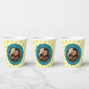 Soft Yellow Photo Modern Graduation Party Paper Cups