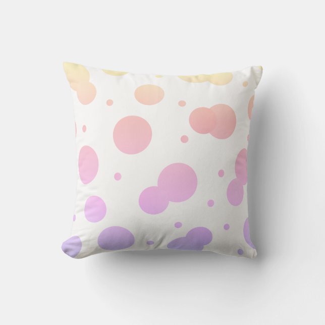 Soft Yellow, Pink, lavender Polka Dot Pillow (Front)