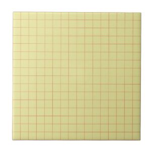 Soft Yellow & Red Checkered Retro Minimalist Ceramic Tile