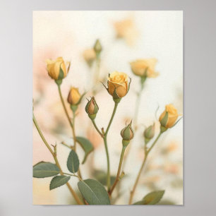 Soft Yellow Rose Buds Floral Design Poster