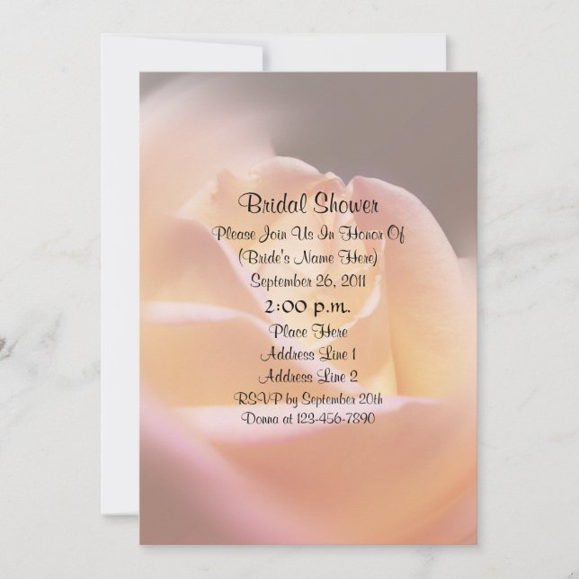 Soft Yellow Rose Floral Bridal Shower  Invitation (Front)