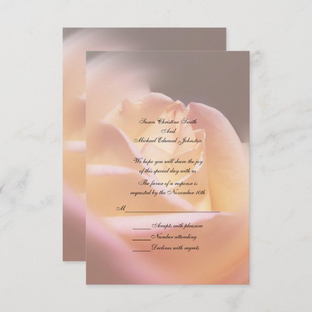 Soft Yellow Rose Floral Wedding  RSVP Card (Front/Back)