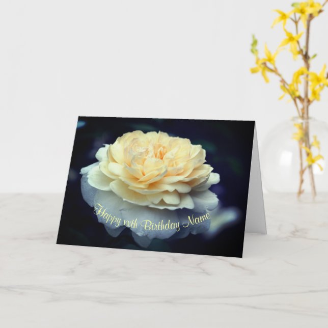 Soft Yellow Rose Flower Personalized Birthday  Card (Yellow Flower)