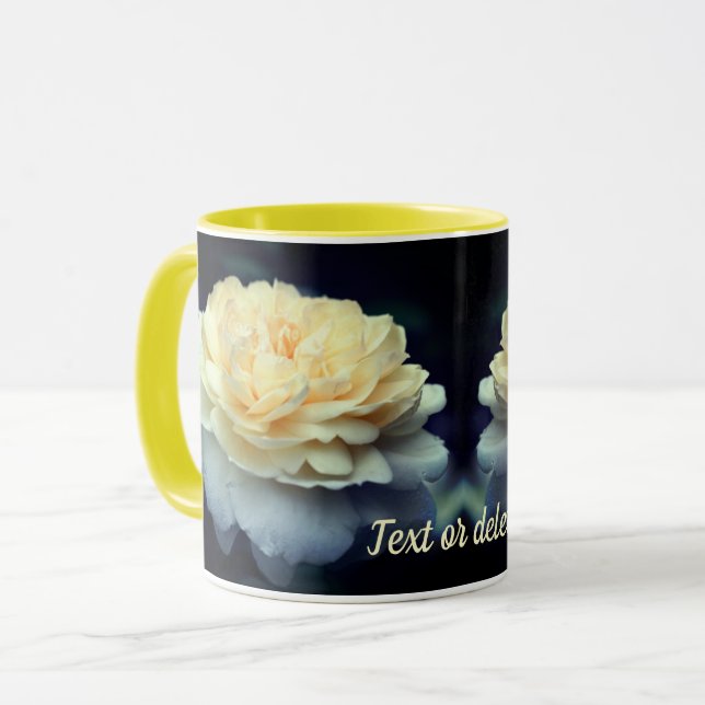 Soft Yellow Rose Flower Personalized Mug (Front Left)