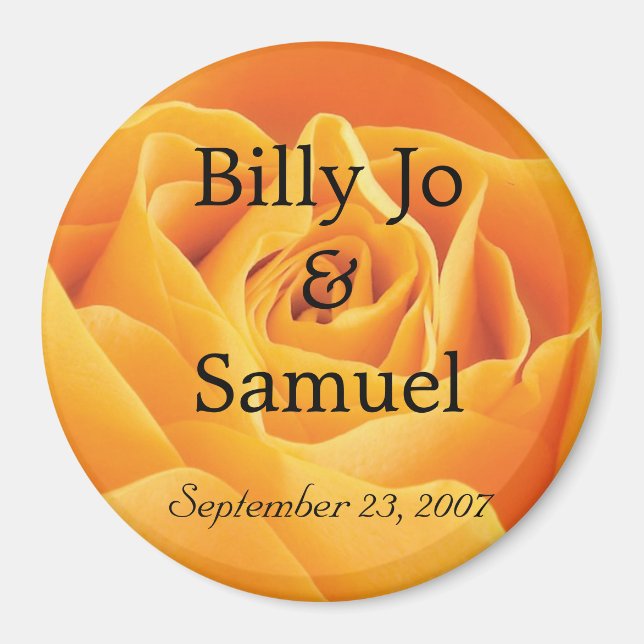 Soft Yellow Rose Personalized Wedding Magnet (Front)