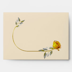 Soft Yellow Rose with Pale Green & Wedding  Envelope