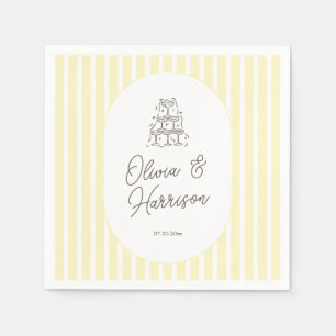 Soft Yellow Striped Elegant Wedding Napkins