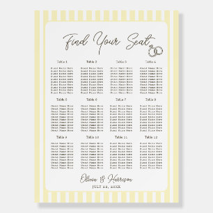 Soft Yellow Striped Elegant Wedding Seating Chart Foam Board
