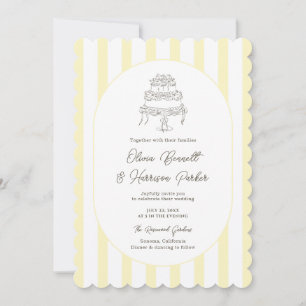 Soft Yellow Striped Whimsical Wedding Invitation
