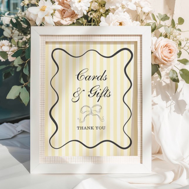 Soft Yellow Stripes Bow Cards and Gifts Poster (Creator Uploaded)