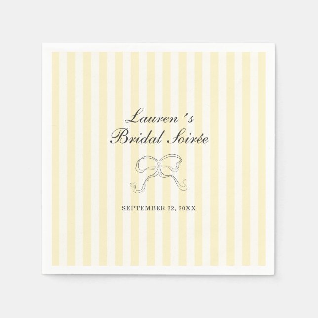 Soft Yellow Stripes Bridal Soirée Napkins (Front)