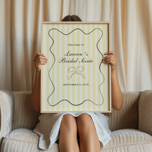 Soft Yellow Stripes Bridal Soirée Welcome Poster