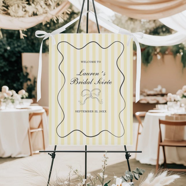 Soft Yellow Stripes Bridal Soirée Welcome Sign (Creator Uploaded)