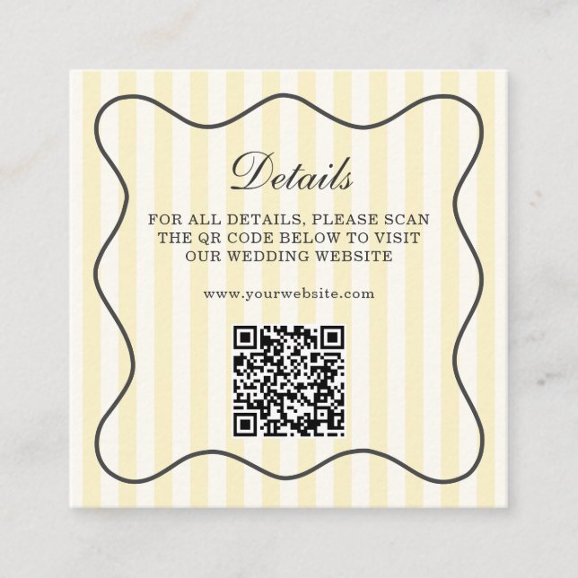 Soft Yellow Stripes QR Code Enclosure Card (Front)