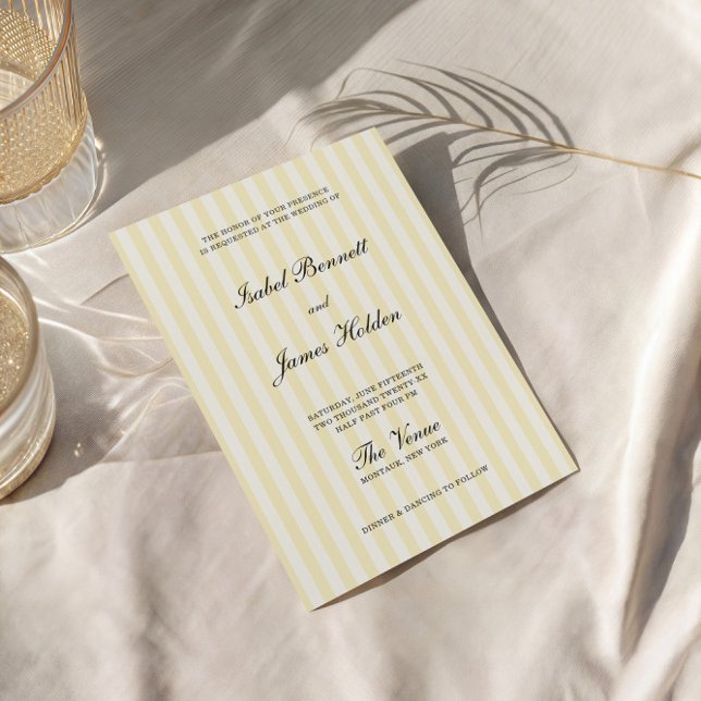 Soft Yellow Stripes Wedding  Invitation (Creator Uploaded)