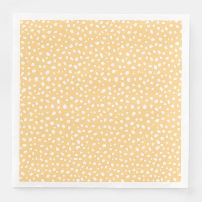Soft Yellow Uneven Dots Graphic Design Paper Dinner Napkins (Front)