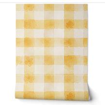 Soft Yellow Watercolor Checkerboard Floral