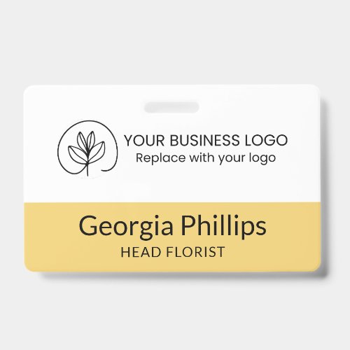 Soft Yellow & White With Your Business Logo Badge