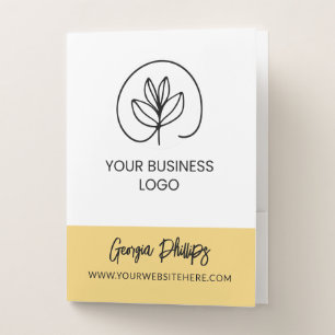 Soft Yellow & White With Your Business Logo Pocket Folder