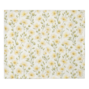 Soft Yellow Wildflower King Size Duvet Cover