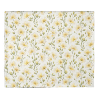 Soft Yellow Wildflower King Size Duvet Cover