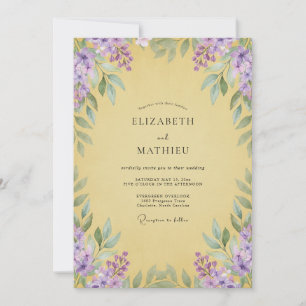 Soft Yellow Wisteria Wedding Invitation