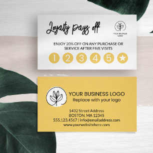 Soft Yellow Your Business Logo 6 Punch Loyalty Card