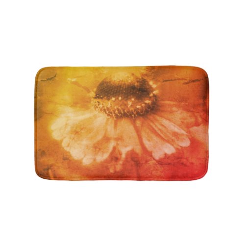 Soft Zinnia Daisy Flower In Sepia Vintage  Bath Mat