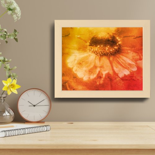 Soft Zinnia Daisy Flower In Sepia Vintage Framed Framed Art