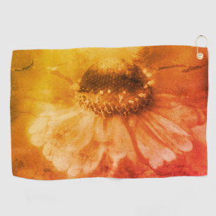 Soft Zinnia Daisy Flower In Sepia Vintage Golf Towel