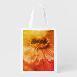 Soft Zinnia Daisy Flower In Sepia Vintage Grocery Bag