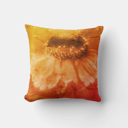 Soft Zinnia Daisy Flower In Sepia Vintage  Throw Pillow