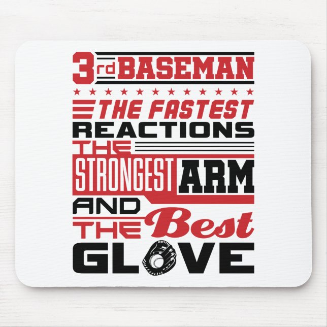Softball 3rd Baseman Third Base Player Mouse Pad (Front)