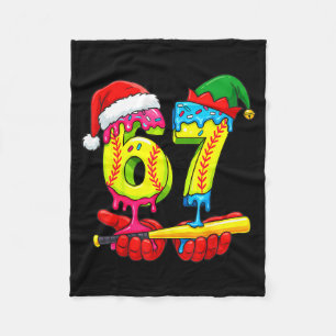 Softball 67 Ice Cream Drip Six Seven Boys Funny Ch Fleece Blanket