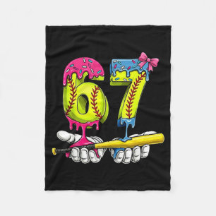 Softball 67 Ice Cream Drip Six Seven Boys Funny Me Fleece Blanket