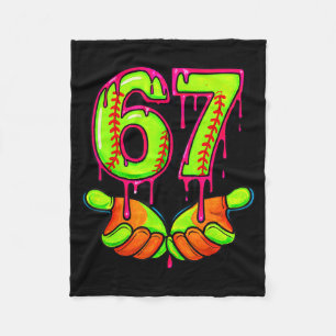 Softball 67 Six Seven Funny Gen Alpha Meme Drip Te Fleece Blanket