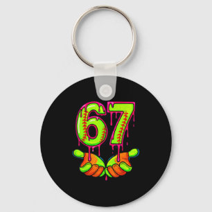 Softball 67 Six Seven Funny Gen Alpha Meme Drip Te Keychain