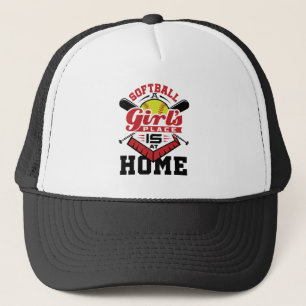 Softball A Girl's Place Is At Home Trucker Hat