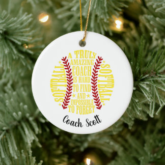 Softball a truly amazing coach is hard to find ceramic ornament